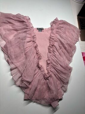 Isabella Rodriguez Dusty Rose Ruffle Knit Top